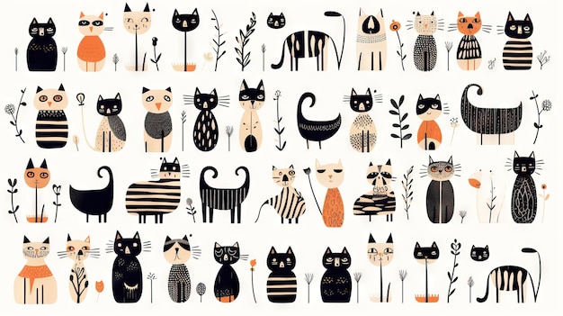 Abstract minimalistic aesthetic backgrounds with cats