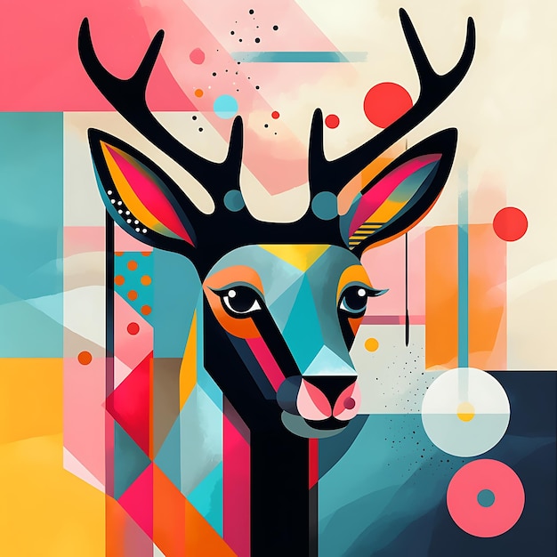 Abstract minimalistisch kubisme herten karakter dier ontwerp illustratie