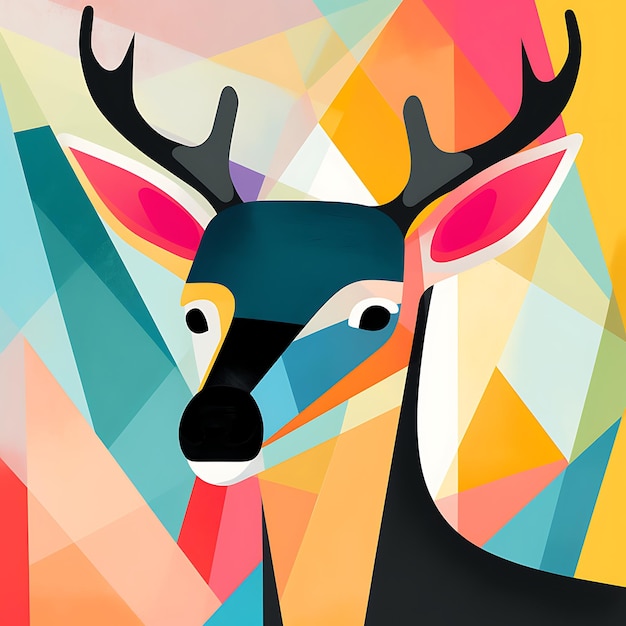 Foto abstract minimalistisch kubisme herten karakter dier ontwerp illustratie