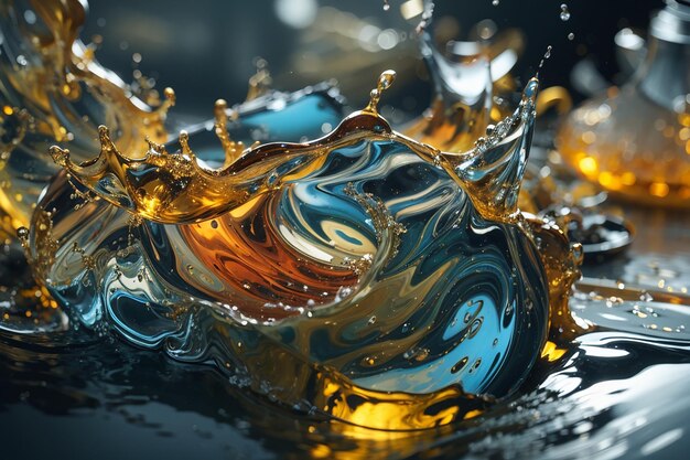 Abstract mixture of water and oil