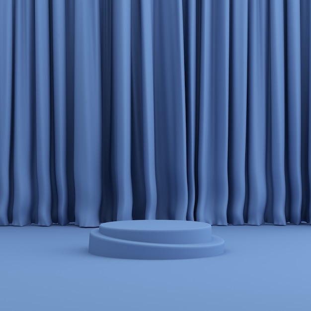 Abstract mock up of geometry podium on curtain space.