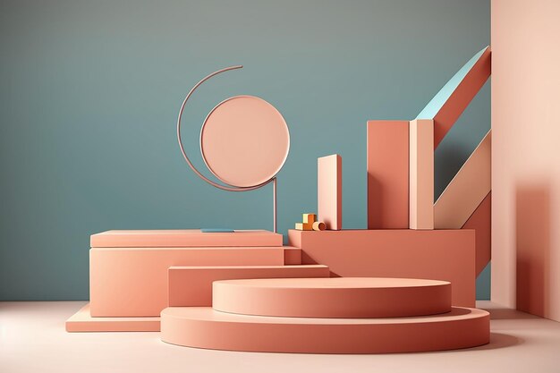 Abstract mock up of geometry podium in minimal style