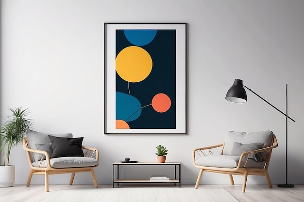 Abstract mockup met mock up poster frame op lichte achtergrond Kunst poster display Realistisch mock up design interieur generatieve AI