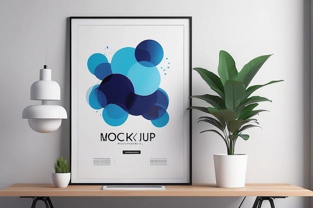 Abstract mockup met mock up poster frame op lichte achtergrond Kunst poster display Realistisch mock up design interieur generatieve AI