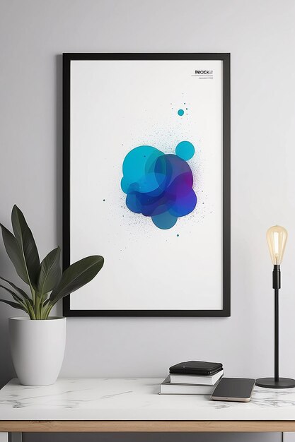 Foto abstract mockup met mock up poster frame op lichte achtergrond kunst poster display realistisch mock up design interieur generatieve ai