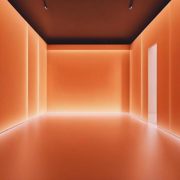 Photo abstract mockup smooth orange gradient studio room wall background