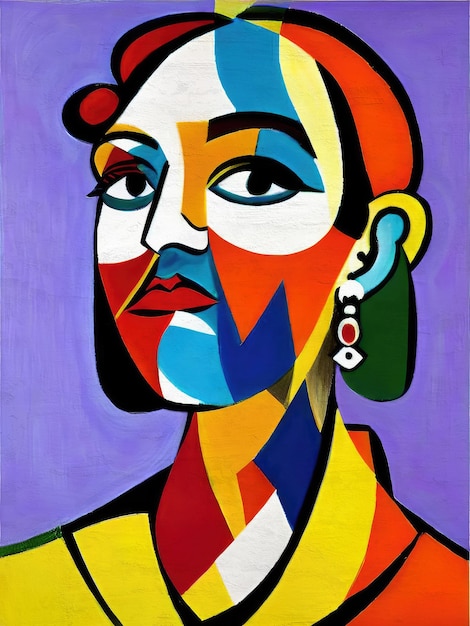 Abstract modern art picasso style human woman face printable art