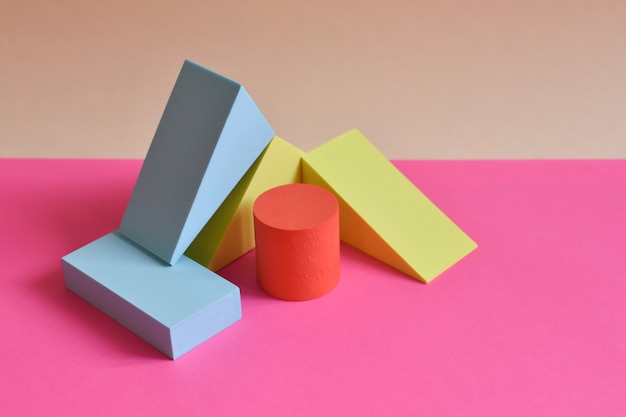 Photo abstract modern background. three-dimensional geometric shapes, pastel colors. selective focus