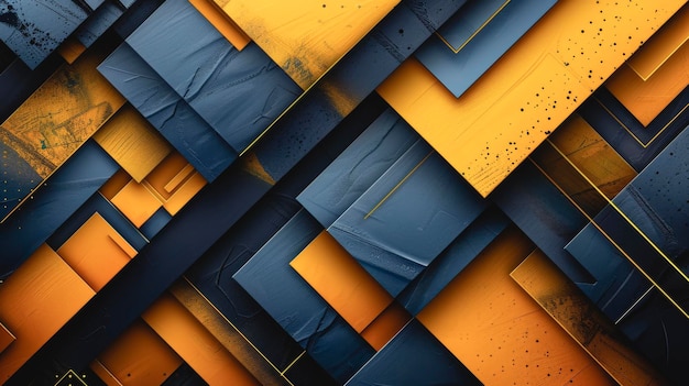 Abstract modern blue and yellow background with geometric shapes