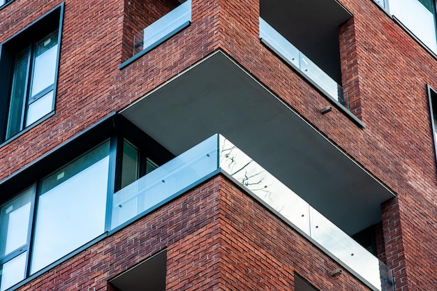 Photo abstract modern building detail background, with sky color reflection