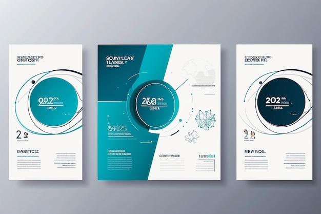 Photo abstract modern business conference design template with creative round lines