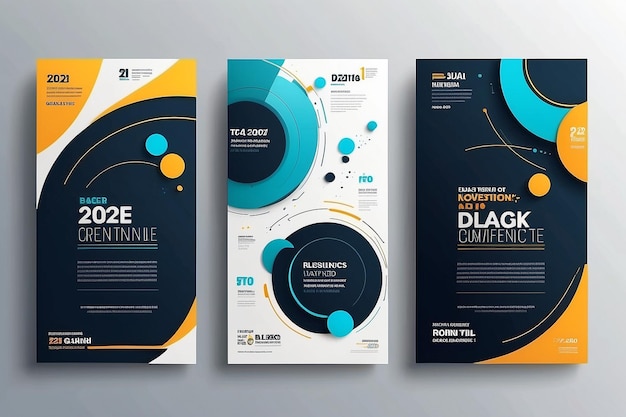 Abstract modern business conference design template with creative round lines