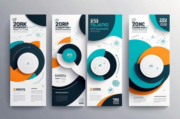 Abstract modern business conference design template with creative round lines