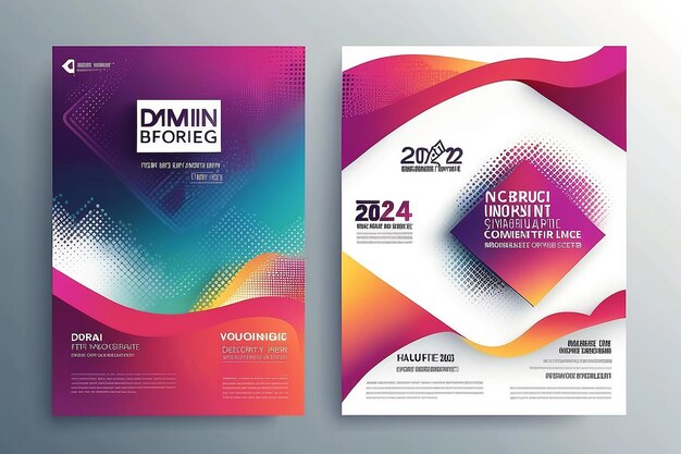 Abstract modern business conference design template with gradient halftone effect Dynamic flyer layout