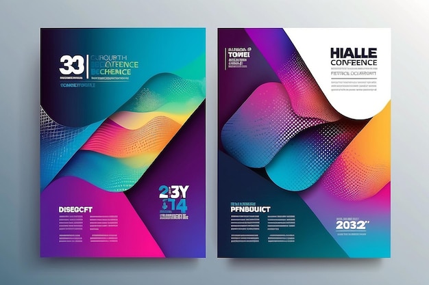 Abstract modern business conference design template with gradient halftone effect Dynamic flyer