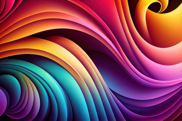 Абстрактные современные цветовые градиенты с красочными Psychic Waves Generative Ai