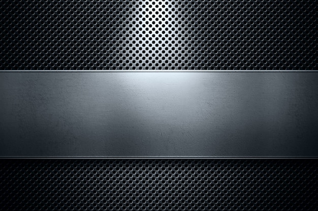 abstract modern colored perforated metal plate with polished metal