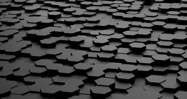 抽象的なモダンな六角形の鮮やかな黒の背景デザイン六角形の幾何学的な抽象的な背景