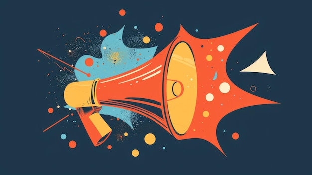 Photo an abstract modern minimalist illustration depicts a megaphone delivering a message embodying contemporary communication and artistic simplicity