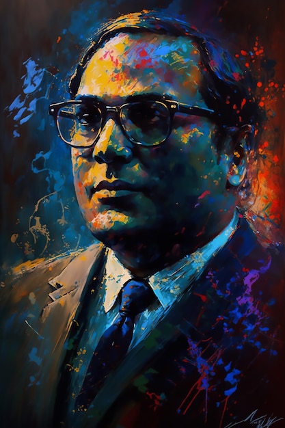 An abstract modern painting of Baba Sahab Ambedkar