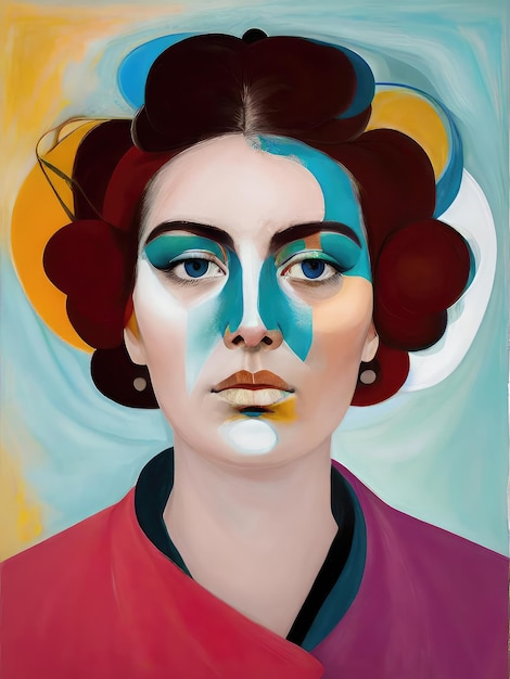 Abstract Modern Painting of Woman Face