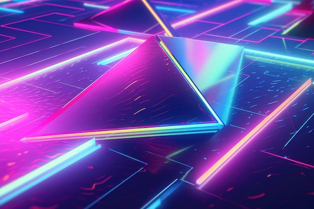 Abstract Modern pastel colored holographic background in 80s style AI generated