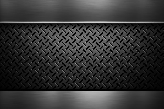 Abstract modern perforated metal sheet with polished metal plates