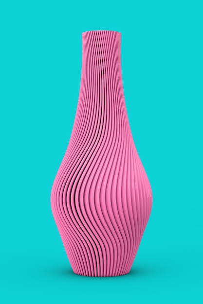 Abstract Modern Pink Wave Shape Wase in Duotone Style on a blue background. 3d Rendering