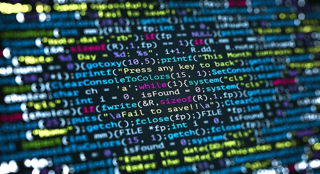 Desktop source code and Wallpaper by Computer language with coding and  programming. Stock Photo