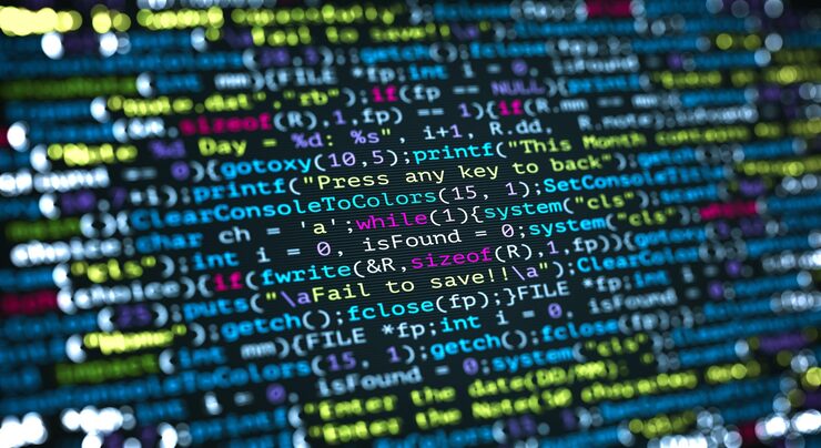 Photo abstract modern tech of programming code screen developer c programming language of computer script and technology background of software