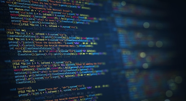 プログラミングコードスクリーン開発者の抽象的な現代技術Cコンピュータスクリプトのプログラミング言語とソフトウェアの技術背景