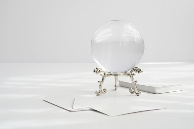 the abstract modern white fortune-telling or predict with a crystal ball and book minimal style