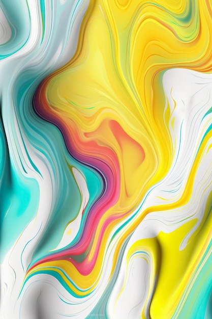 Abstract modern white and neon colors liquid wavy acrylic paint background Generative AI