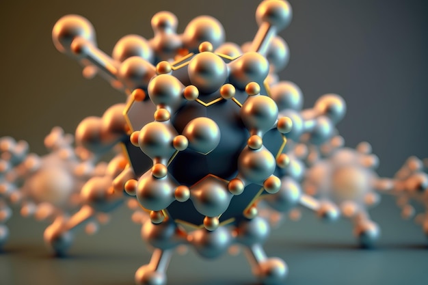 Abstract molecules design Molecular structure with spherical particles AI Generation