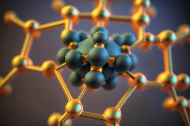 Abstract molecules design Molecular structure with spherical particles AI Generation