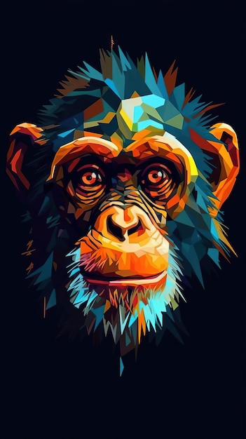 Abstract Monkey on Dark Background Generative AI