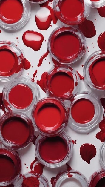 Photo abstract monochrome red backgroundmake up conceptbeautiful stains of liquid nail laquers