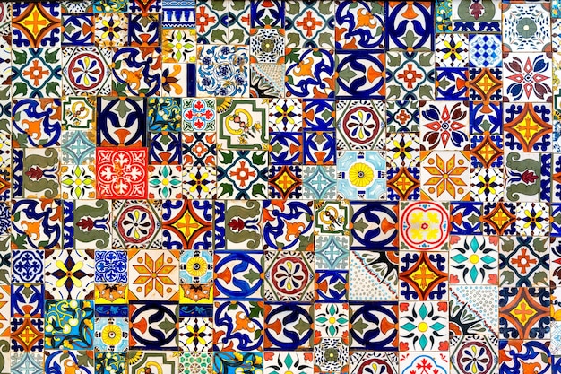 Abstract moroccan tiles Talevara pattern Ceramic floor bohemian boho style background