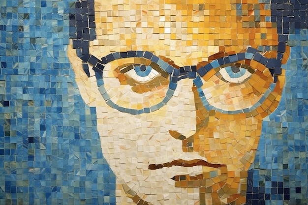 Abstract mosaic style man face background