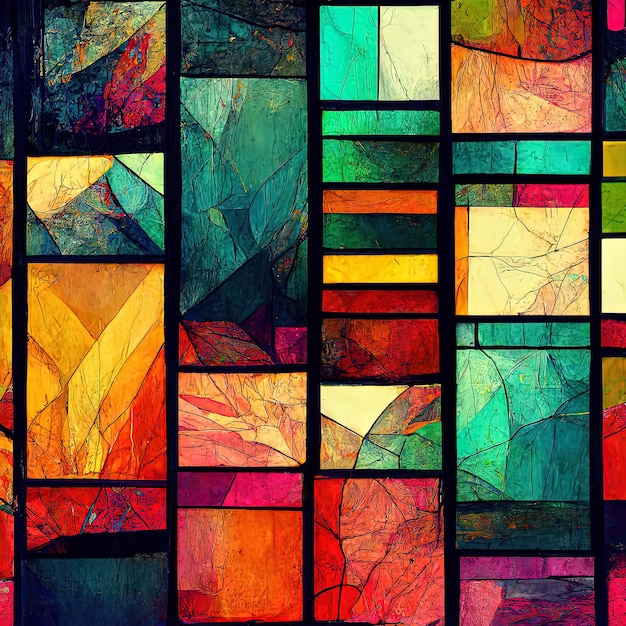 Abstract mosaic window illustration stained glass artwork colorful wallpaper background geometric