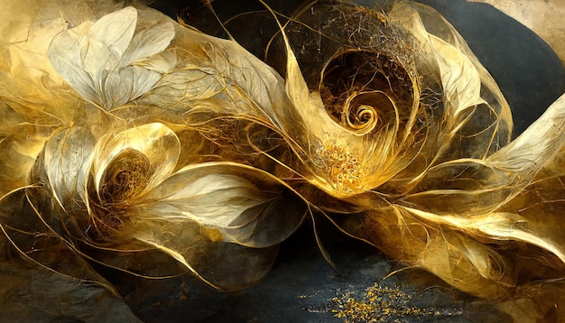 シュールな黄金の花の背景を持つ抽象的なモーション アート