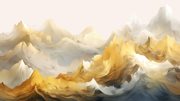 Foto montagne astratte cime dorate pittura a olio astratta ai generativa