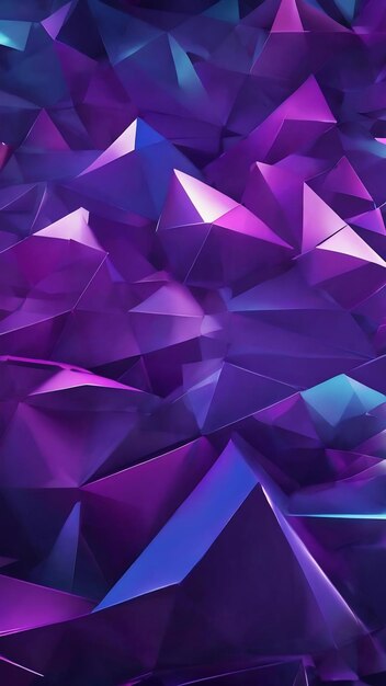 Abstract moving triangles blue purple low poly digital futuristic abstract background