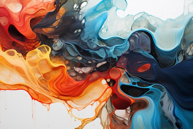 Photo abstract multi color liquid dropdown background generated by ai