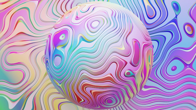 abstract multi color reflective wavy pattern background with round circular shape