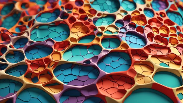 Foto abstract multi-kleur 3d voronoi textuur overlappende patronen achtergrondontwerp