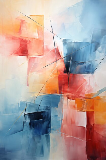Абстрактная многоцветная живопись с гранжевой текстурой на холсте Художественная работа смесь щетки штрих цвет и масло акриловая краска элемент современного искусства генеративный ИИ