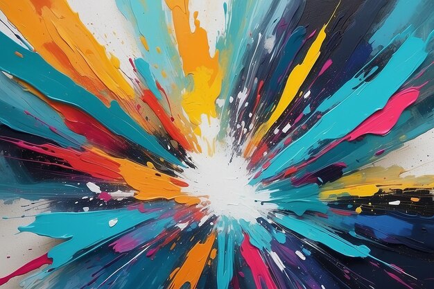 写真 アブストラクト・マルチカラー・ペインティング (abstract multicolor painting) - キャンバスの上にグランジ・テクスチャーを塗ったアートワークブラッシュ・ストロークスプラッシュ・カラーオイル・アクリル・ペイント・エレメント現代現代美術ジェネレーティブ・ai