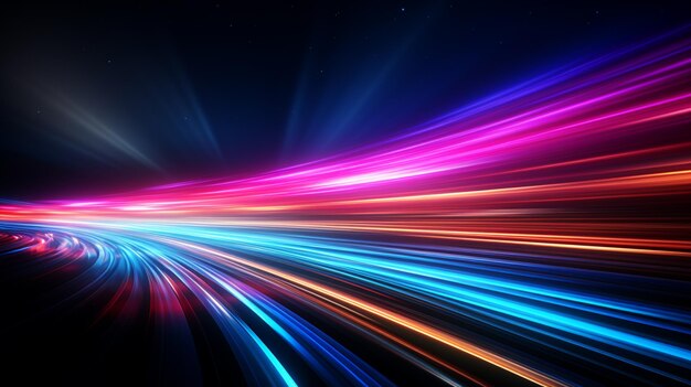 abstract multicolor spectrum background bright orange blue neon rays and colorful glowing lines