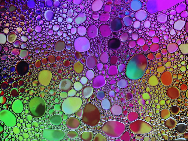 Abstract multicolor water oil soap bubbles mixed texture. Colorful background. Close-up shot